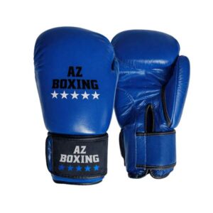 gants de boxe en cuir pour la boxe anglaise amateur, couleur bleu