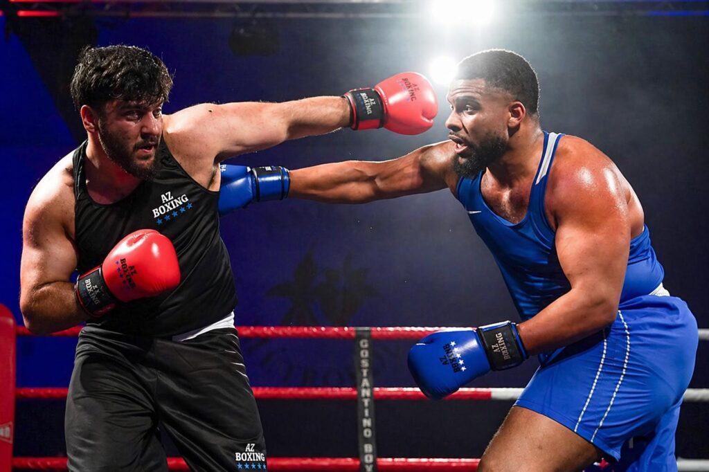 combat de boxe anglaise élite avec les gants az boxing